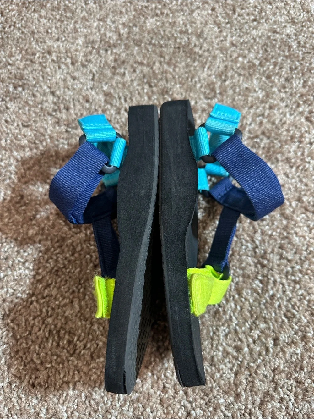 Kids Adjustable Sport Sandals in Blue, Teal and Neon Yellow
